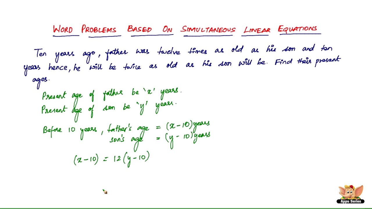 pdf on word problems involving simultaneous equations